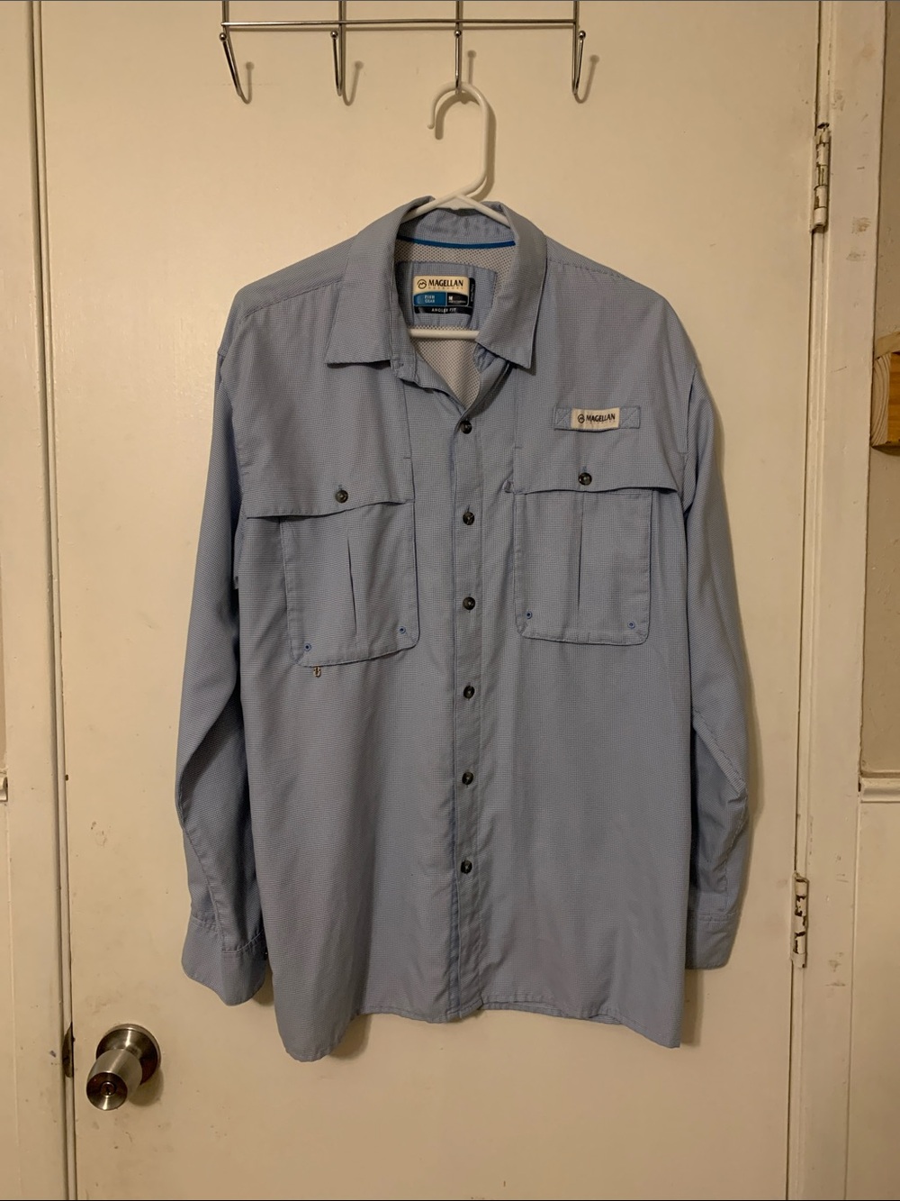 Magellan Outdoors Light Blue Long-Sleeve Shirt Jacket